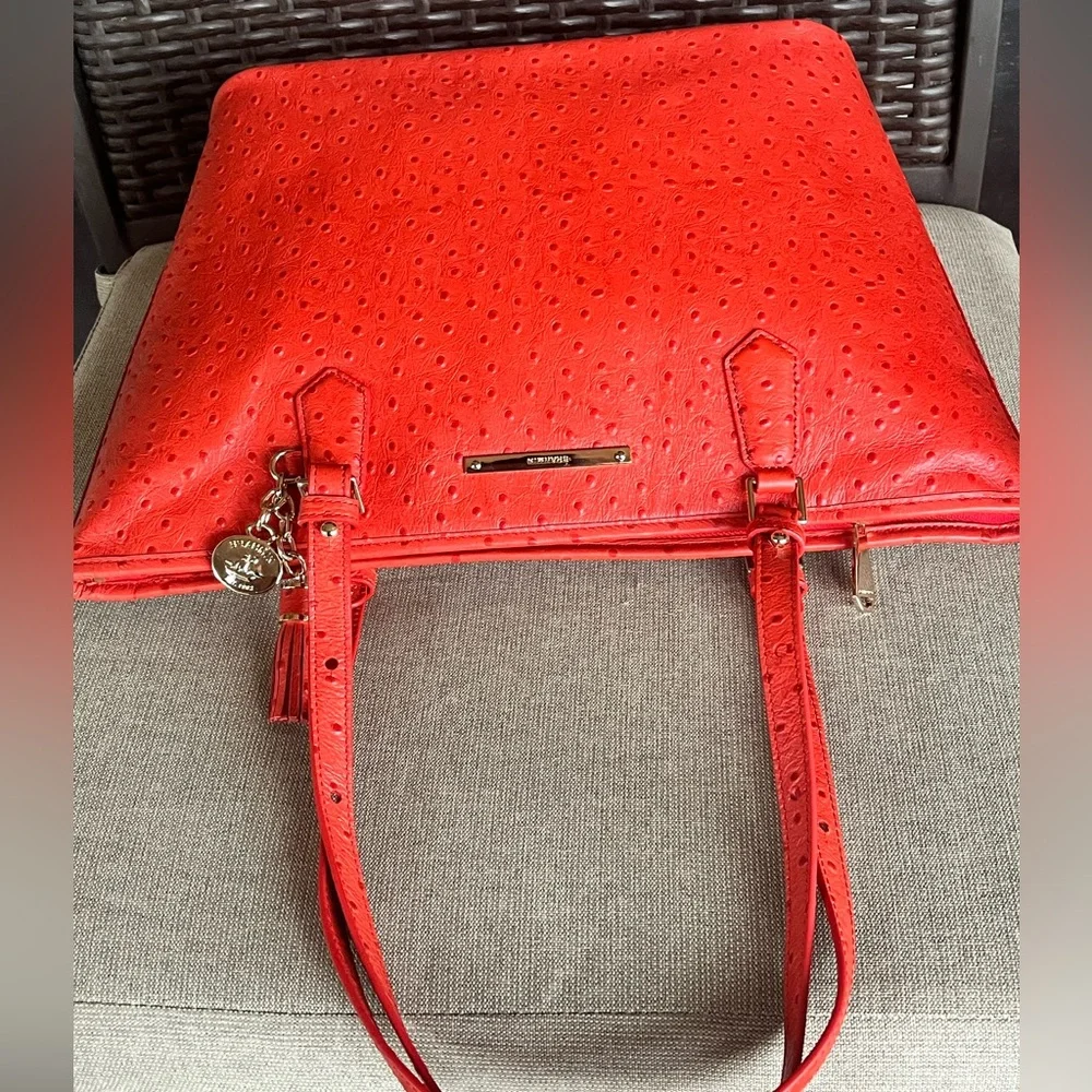 NWT Brahmin SET FLAME ALLOVER OSTRICH Medium Asher & MiNI KAY Wallet